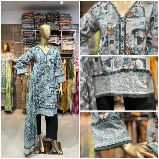 LAWN PRINTED 3 PIECE